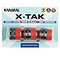 The Karakal X-Tak Overwrap Badminton Grip packaging contains four rolls of red grip tape with the Karakal branding. Highlighting features like "Tacky Ultra Thin 0.6mm," "SRF Surface," and micro holes designed for a secure, non-slip grip, the pack is also embellished with additional branding logos.