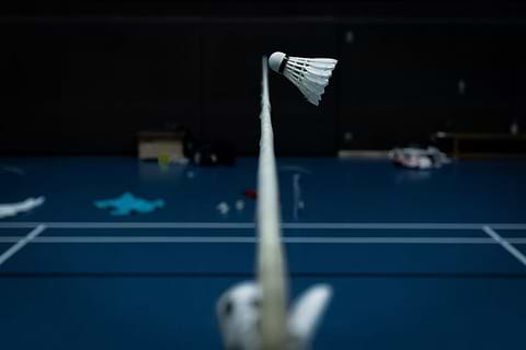 Badminton Shuttle on a net