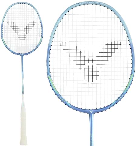 Victor Thruster Ryuga Sport F 3U badminton racket in blue, shown full length