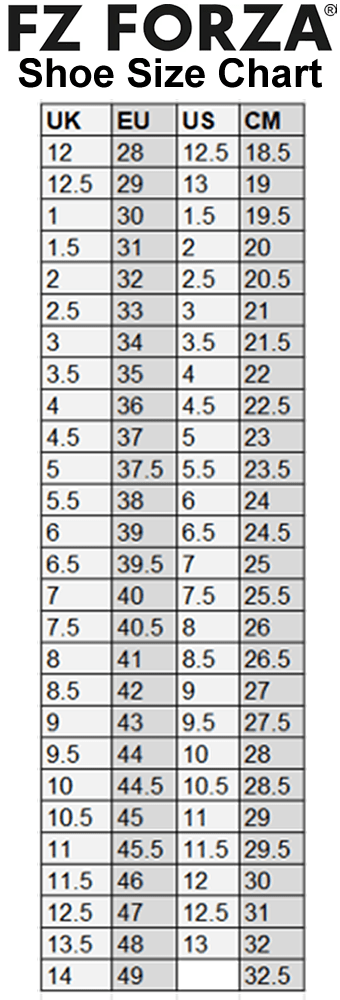 FZ Forza Badminton Shoes International Size Guide
