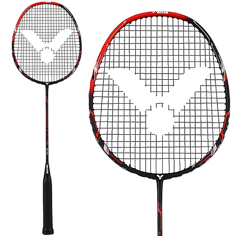 Victor Ultramate 6 beginner badminton racket in red and black