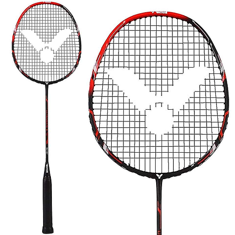 Victor Ultramate 6 beginner badminton racket in red and black