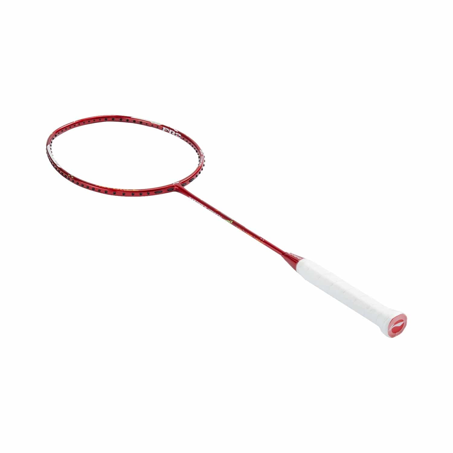 The Li-Ning Axforce Cannon Pro 4U Badminton Racket, in a striking red design with a black and white grip, offers an advanced design that delivers exceptional power and precision with each swing, elegantly showcased on a white background.