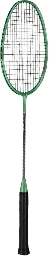 A Carlton Vapour Trail HT 82 G6 4U Badminton Racket in green and black, featuring a mesh string pattern, slim shaft, and black grip handle—perfect for advanced players who demand precision and power on the court.