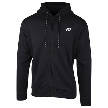 The Yonex YHD8000 Unisex Badminton Hoodie in black boasts a minimalist design with a small white logo on the left chest. It includes a drawstring hood and long sleeves, providing comfort with its soft fabric while offering UV protection without sacrificing style or adding excessive patterns.