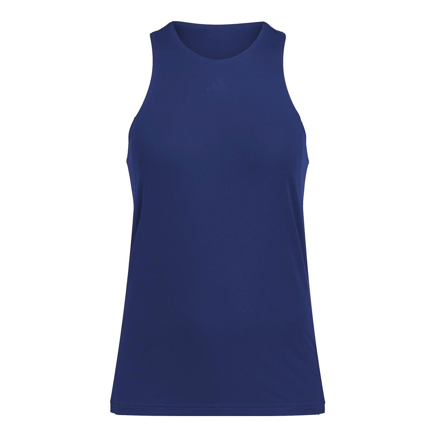 The adidas Women's Club Badminton Tank Top in navy is made from recycled materials, featuring a sleeveless design with a high neckline and CLIMACOOL technology for enhanced breathability.