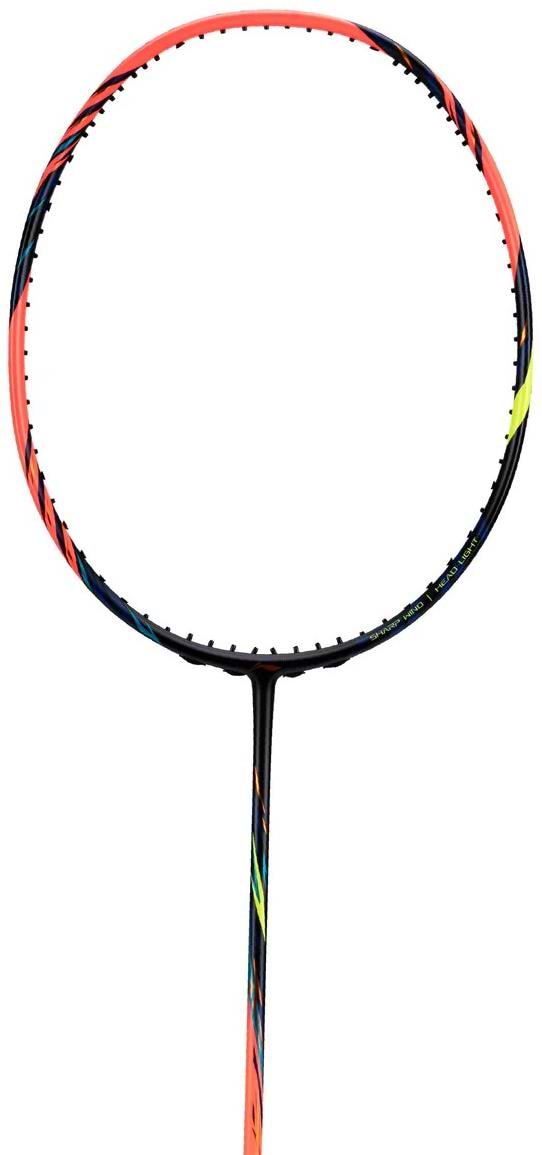 The Li-Ning BladeX 500 4U Badminton Racket - Neon True Orange features a vibrant black, orange, and yellow frame with TB Nano Technology, shown against a white background.