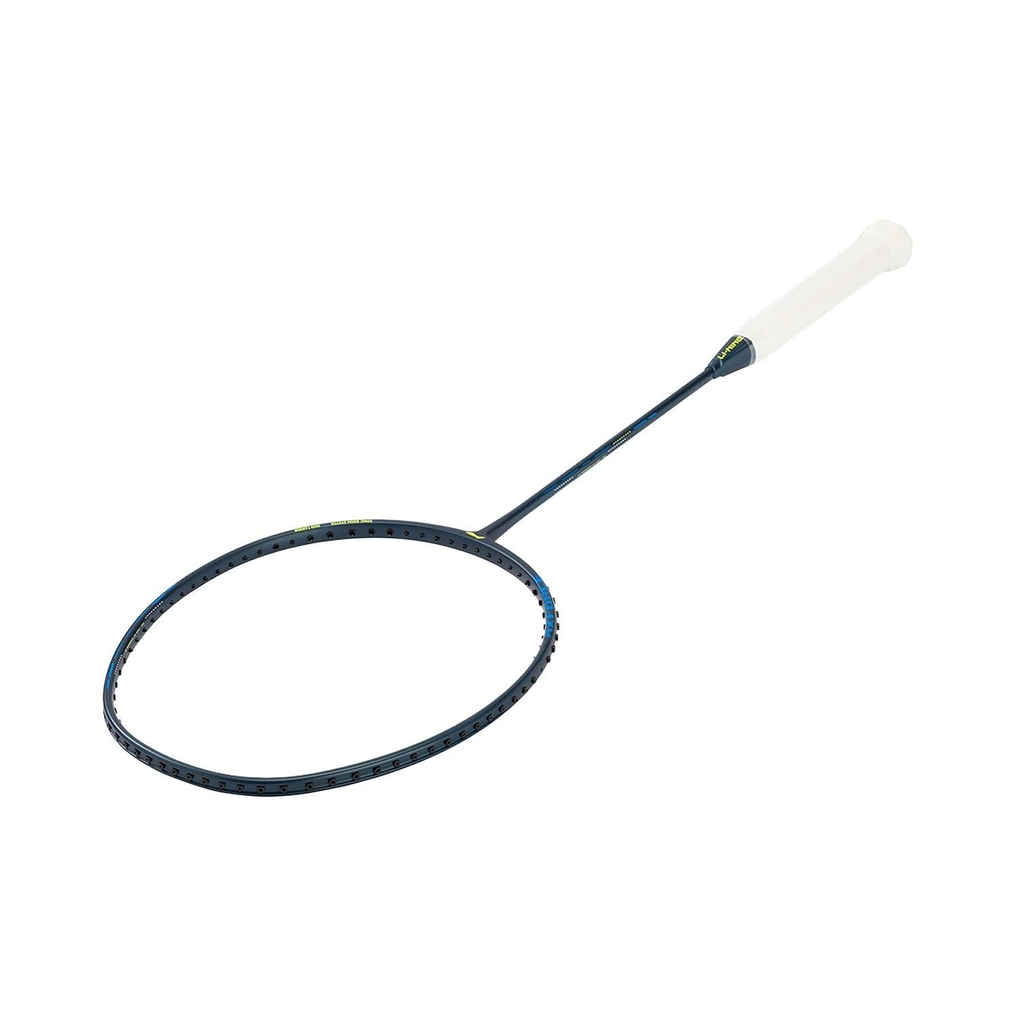 The Li-Ning Axforce 10 5U Badminton Racket in indigo (unstrung) features a head-heavy balance and white grip, shown isolated on a white background.