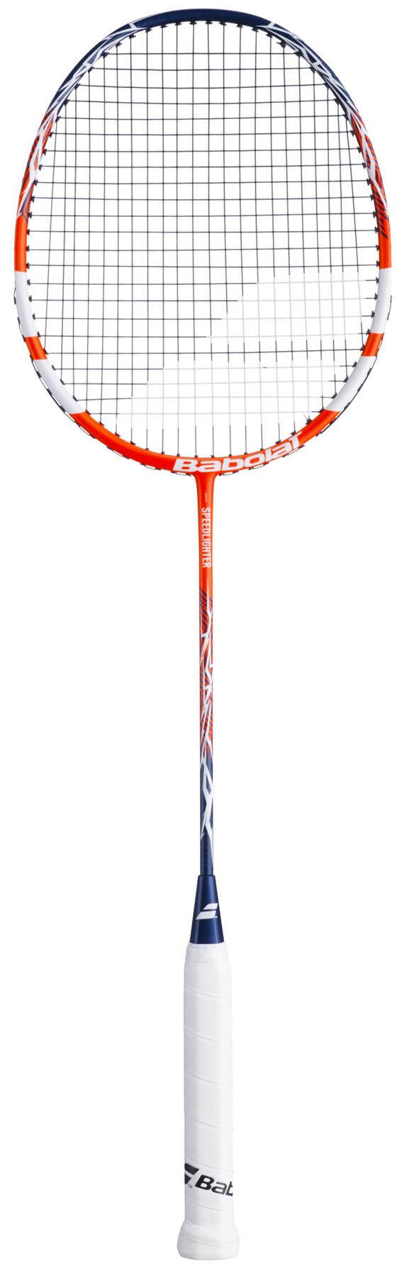 Perfect for beginners, the Babolat Speedlighter 2026 Badminton Racket features an orange and white design, comfortable grip, durable strings, and a prominent Babolat logo for standout style on the court.