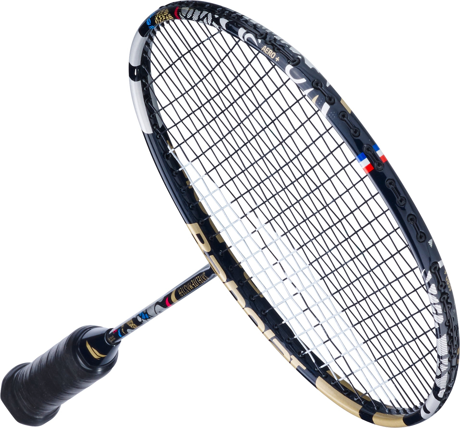 Navy blue Babolat Satelite Master 3U 2026 Badminton Racket angled diagonally, displaying its stringed oval head and wrapped handle against a white background—crafted for players seeking precision control.