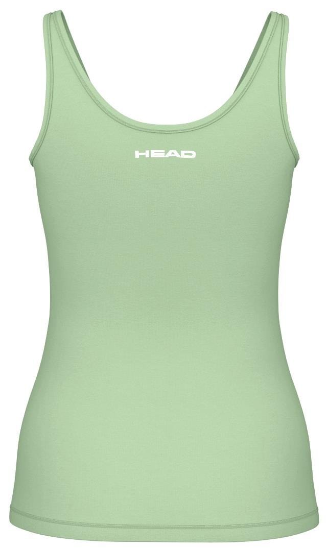 The HEAD Spirit II Women's Badminton Tank Top in Celeste showcases "HEAD" branding in white on the front, offering a sleek sleeveless design with advanced cooling technology for maximum comfort.
