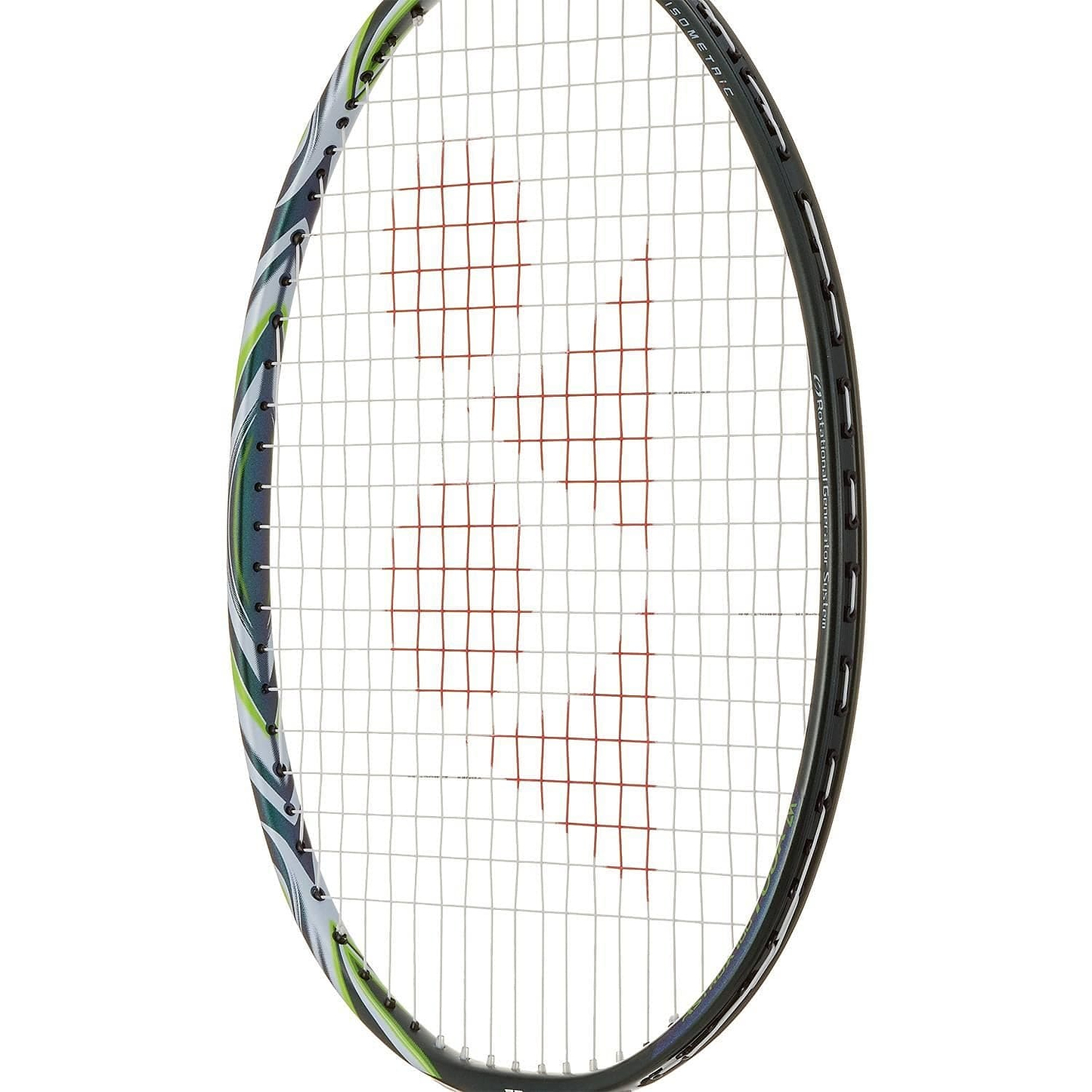 A close-up of the Yonex Astrox 100 Tour VA Viktor Axelsen 4U Badminton Racket in olive green, showing the red Viktor Axelsen signature logo on the white strings. The racket is angled against a white background.