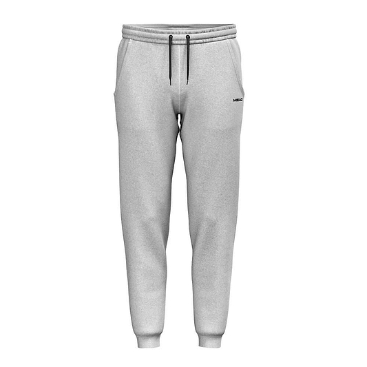 HEAD Club Original Mens Badminton Pants - Grey by HEAD feature soft French terry, elastic waistband, black drawstring, side pockets, small logo on the upper left thigh, slim fit, and ribbed cuffs for comfort and style.