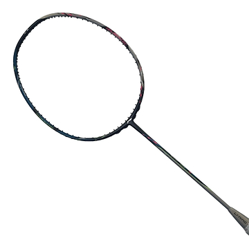 A close-up of the Li-Ning Halbertec 9000 Power Badminton Racket in black and silver, displaying its oval-shaped head and shaft against a white background. The racket strings are not visible.