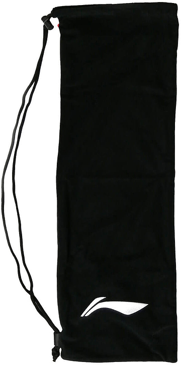 The Li-Ning Single Badminton Racket Cover - Black features a white abstract logo near the bottom right corner and is shown against a white background.