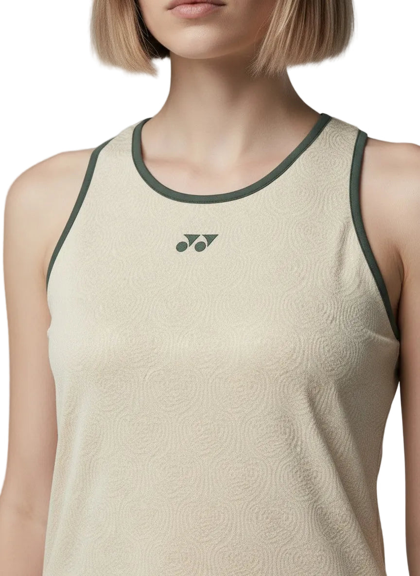 Detail shot of Yonex 20757 Womens Badminton Tank Top - Sand