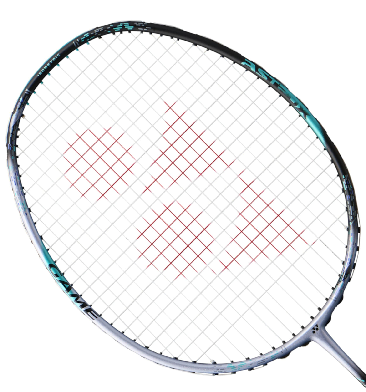 The Yonex Astrox 88S Game 4U Gen 3 2024 badminton racket, in silver and black, is ideal for intermediate players and showcases a red logo on the strings while being positioned diagonally against a white background.
