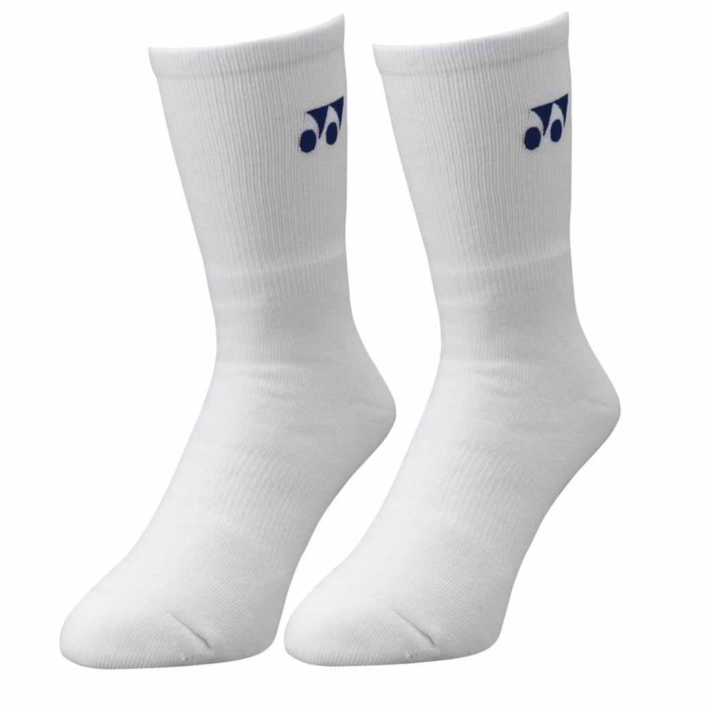 Elevate your athletic wardrobe with a set of Yonex W8422 White Sports Badminton Socks, which feature a subtle Yonex logo near the top for added flair.