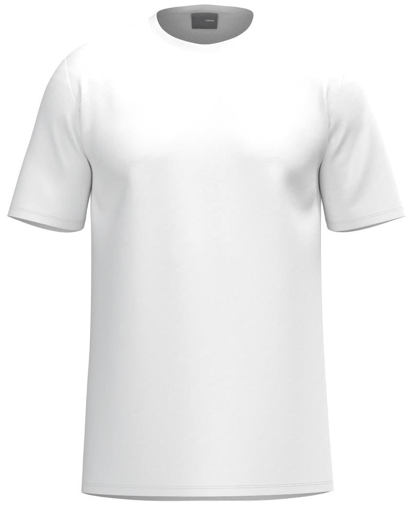 HEAD Simple Men's Badminton T-Shirt - White by HEAD, featuring a classic crew neck, short sleeves, and plain polyester design with no graphics or logos. Displayed on a blank background.