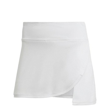 The adidas Women's Club Badminton Skirt in white boasts an overlapping wrap design and is crafted from lightweight AEROREADY fabric, ensuring you stay cool and comfortable on the court.