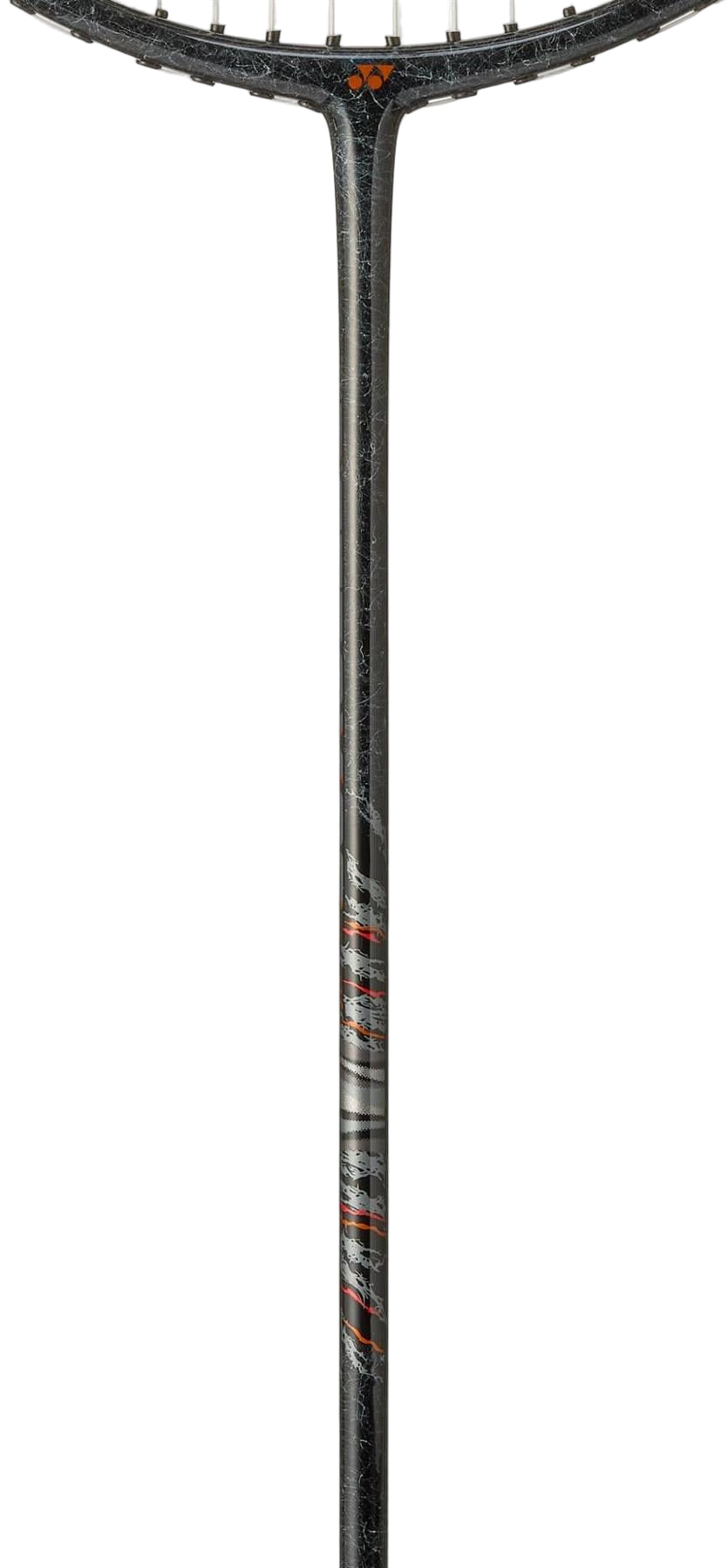 Close-up of the Yonex Astrox 99 Play 4U Badminton Racket head and shaft in black and green, photographed against a plain white background.