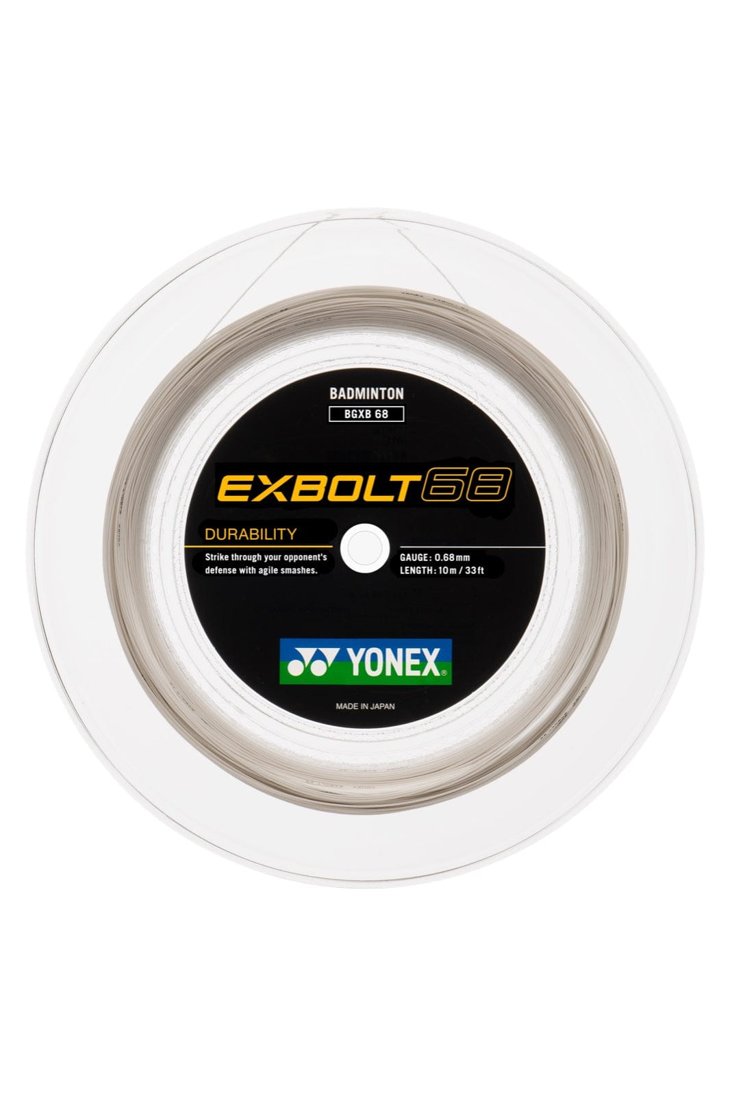 YONEX　EXBOLT68　100mロール（エクスボルト68）　ホワイト Yonex Exbolt 68 Badminton String White - 0.68mm 200m Reel
