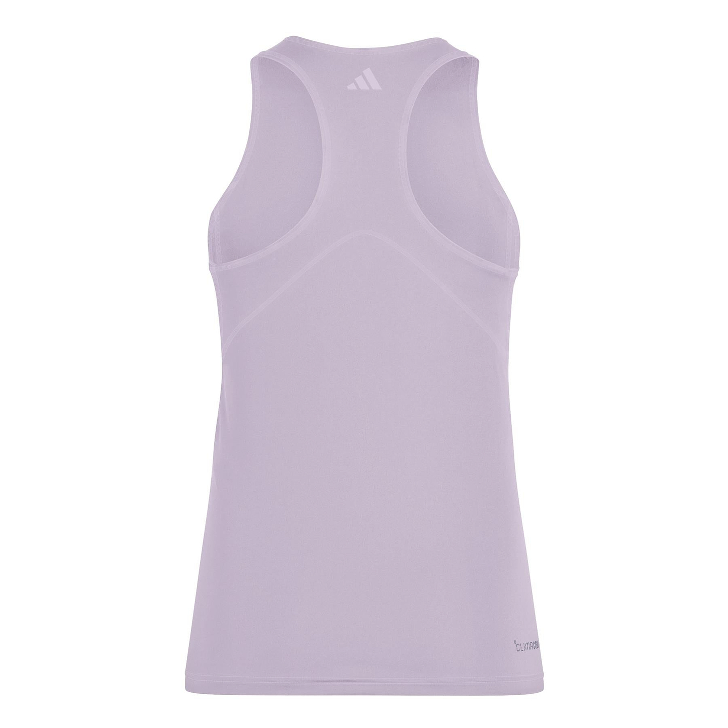 The adidas Women's Club Badminton Tank Top, in a pink hue with a racerback design, blends style and performance. Made from recycled materials with Climacool tech, it has a small logo near the neckline and another at the bottom right.