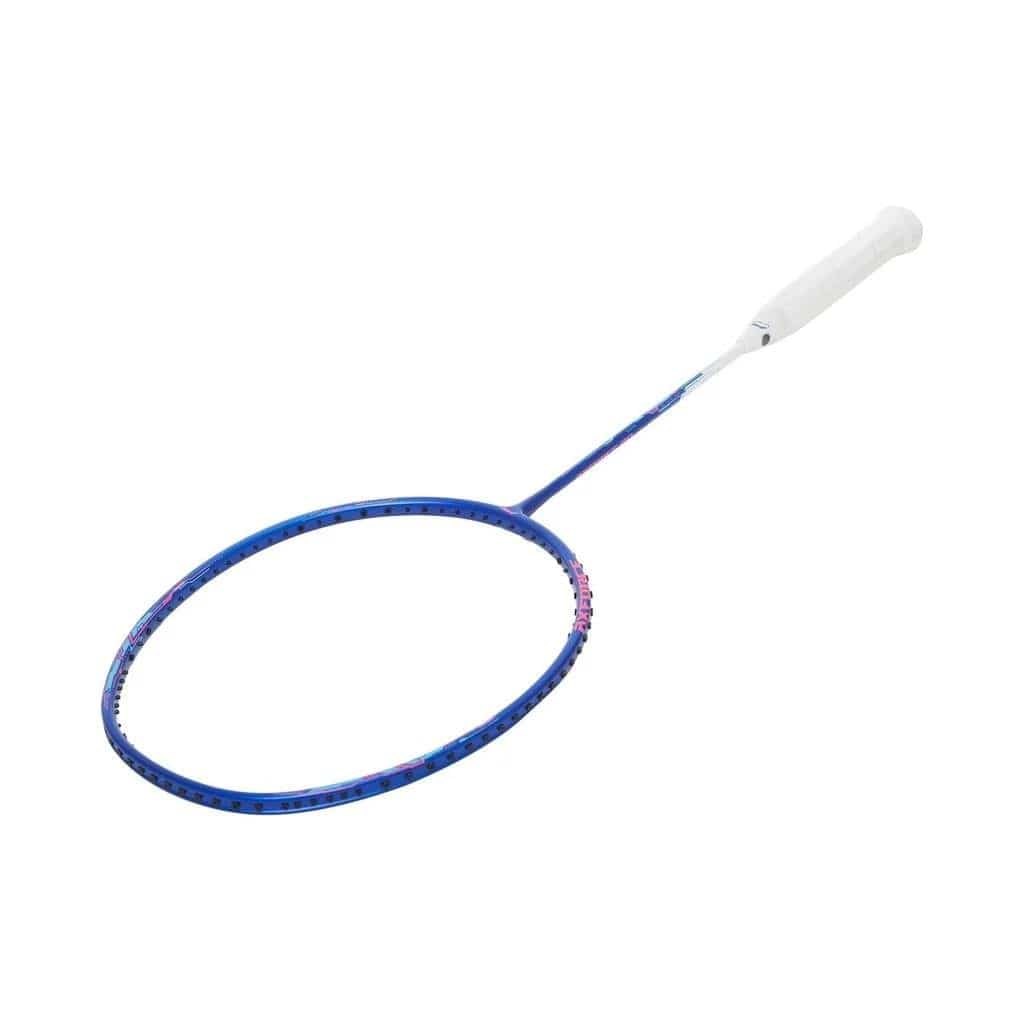 The Li-Ning Axforce 20 4U Badminton Racket in Gulf Blue, featuring a head-heavy balance and white handle, is displayed against a plain white background.