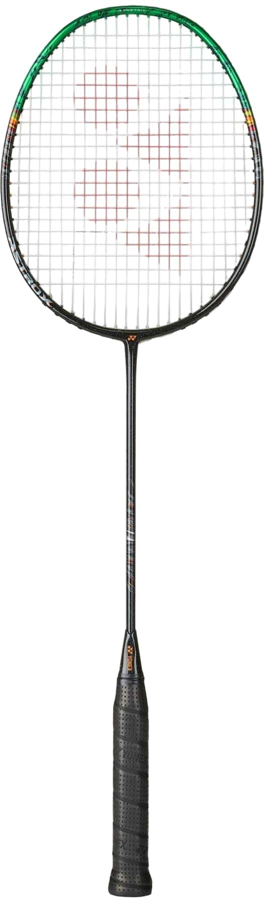 The Yonex Astrox 99 Pro Badminton Racket - Black / Green features a padded black grip, green rim, and red string logo center, plus Rotational Generator System, all presented against a white background.