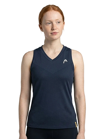 HEAD Performance Womens Badminton Tank Top - Navy — On Model - Upper Body | Generated by Modelize