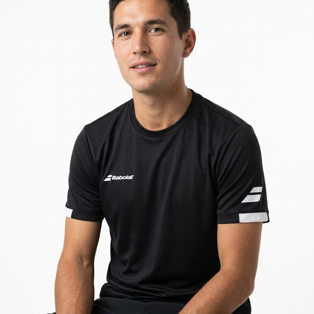 Performance athletic t-shirt — On Model - Close-up Detail | Generated by Modelize