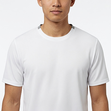 A man wears the HEAD Simple Mens Badminton T-Shirt - White by HEAD, standing chest-up against a white background with his face partially visible.