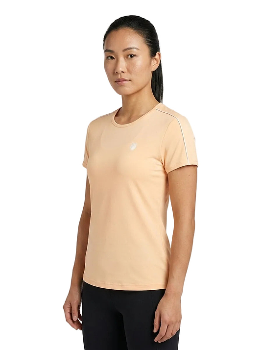 Women's Performance Badminton T-Shirt — On Model - Upper Body | Generated by Modelize