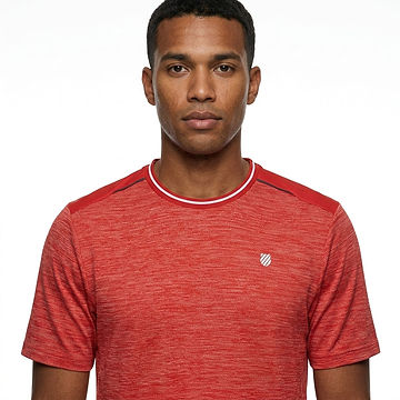 Badminton T-Shirt — On Model - Close-up Detail | Generated by Modelize