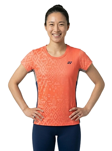 Yonex YTL11 Womens Badminton T-Shirt - Sunset — On Model - Upper Body | Generated by Modelize