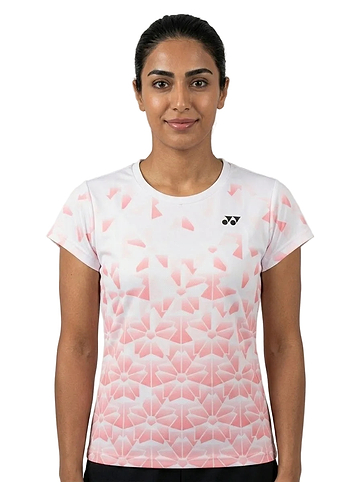 Yonex YTL2025B Womens Badminton T-Shirt - White — On Model - Upper Body | Generated by Modelize