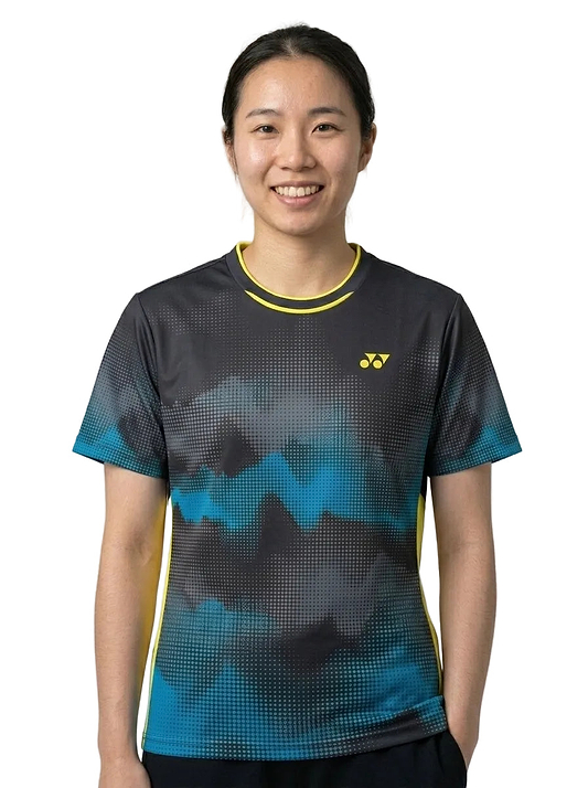 Yonex YTL2025B Womens Badminton T-Shirt - Black — On Model - Upper Body | Generated by Modelize