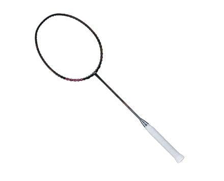The Li-Ning AxForce 80 5U Badminton Racket in black, featuring white strings and a white handle, is displayed against a plain white background and showcases advanced Li-Ning technology for enhanced performance.
