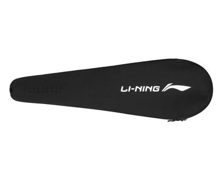A black badminton racket cover with a zipper from Li-Ning showcases a white logo and text, providing precision and control, making it perfect for protecting your Li-Ning Aeronaut 7000 Boost badminton racket.
