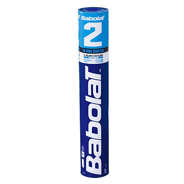 A set of Babolat badminton feather shuttles, featuring a sleek blue design and the prominent name "Babolat 2," offers high consistency in every rally.