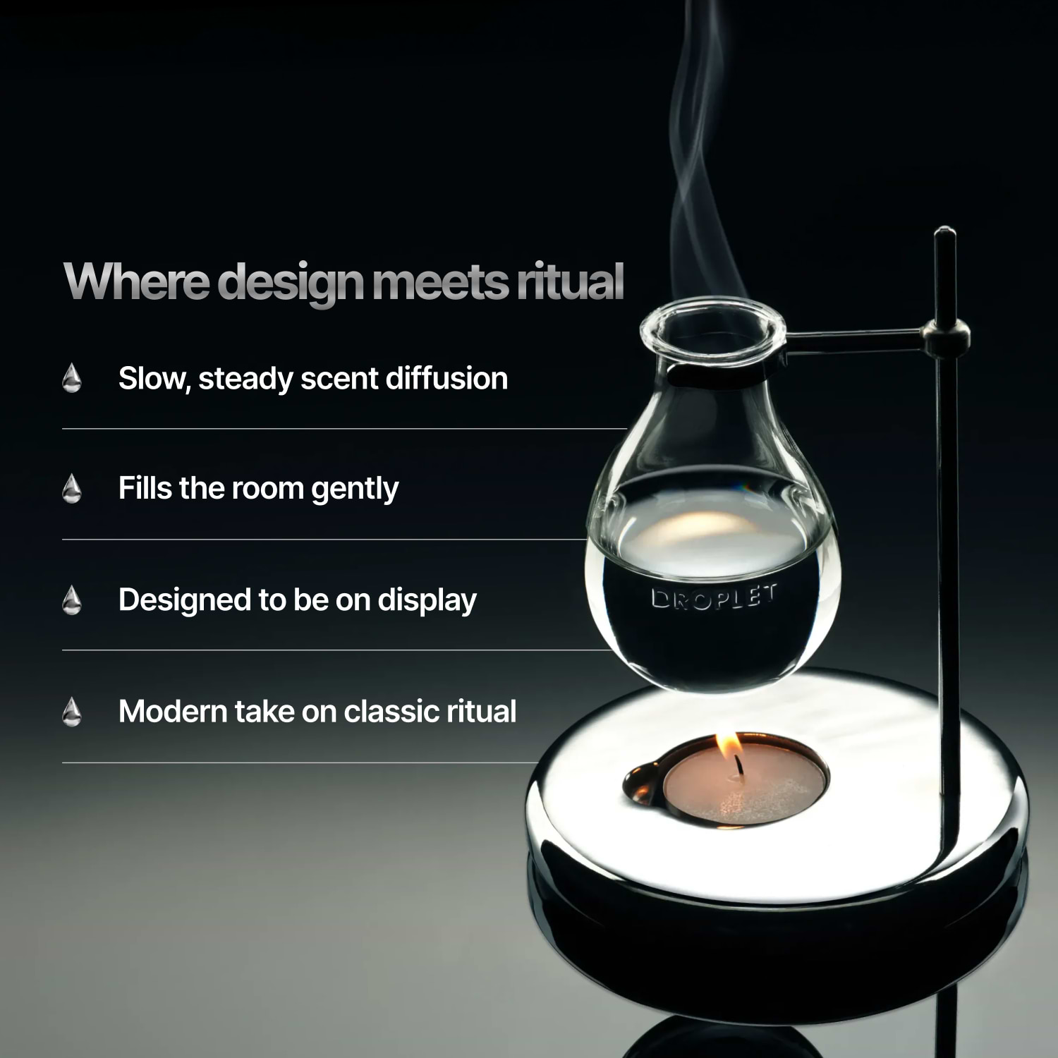 Scent Burner | Hand-Blown Glass & Chrome Stand