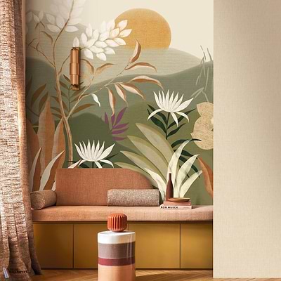 Neloe wallpaper-Casamance-Selected Wallpapers-Interiors