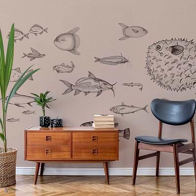 Sea Current wallpaper in Nude by Coordonne — interior