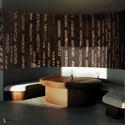 The Roots wallpaper in Brown by Daisy James — interior