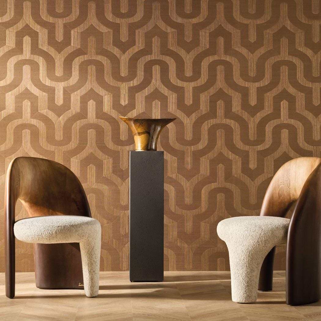 Odeon wallpaper collection van Casamance: zeldzaam hout, art deco geometrie and pure marquetry