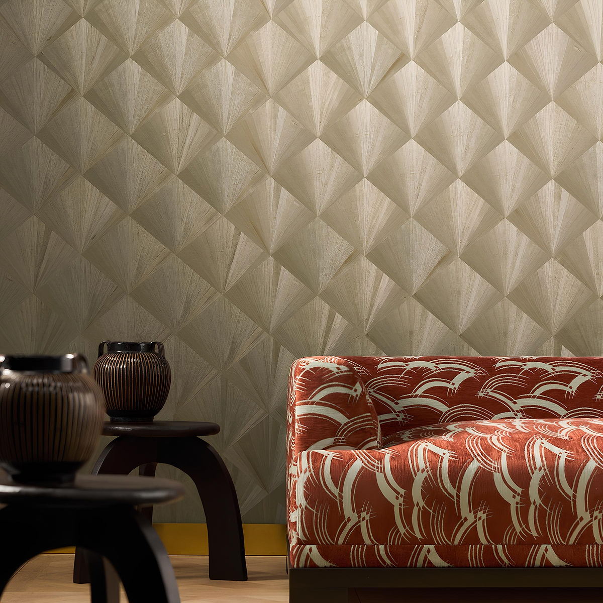 De Marqueteries Tapetenkollektion van Nobilis – Tijdloze elegantie und Farbeijnde patronen