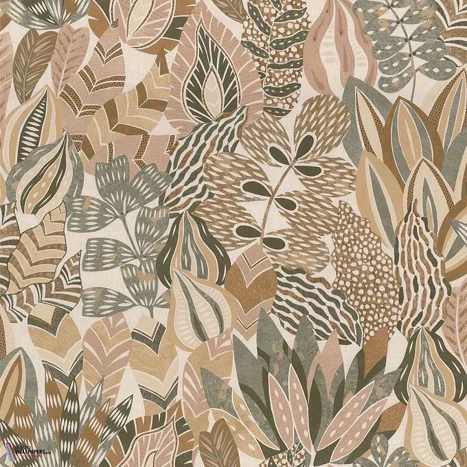 Alfabia Tapete-Casamance-Kaki/Vanille-Rolle-Selected-Wallpapers-Interiors