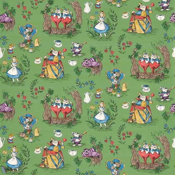 Alice In Wonderland-wallpaper-Sanderson-Gumball Green-Roll-217285-Selected Wallpapers