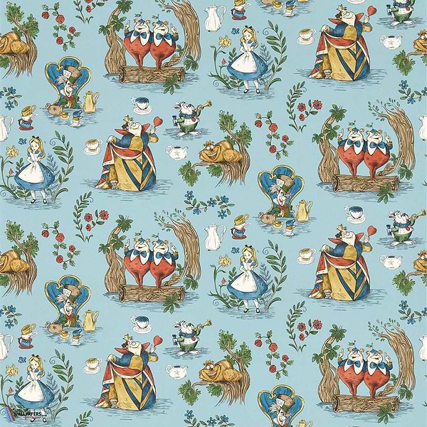 Alice In Wonderland-wallpaper-Sanderson-Puddle Blue-Roll-217286-Selected Wallpapers