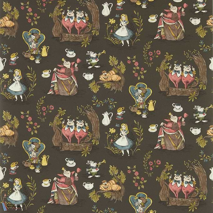 Alice In Wonderland-wallpaper-Sanderson-Chocolate-Roll-217288-Selected Wallpapers